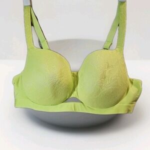 Lane Bryant Cacique Boost Balconette Padded Bra 46D Lime Green Lift Fun! NT24